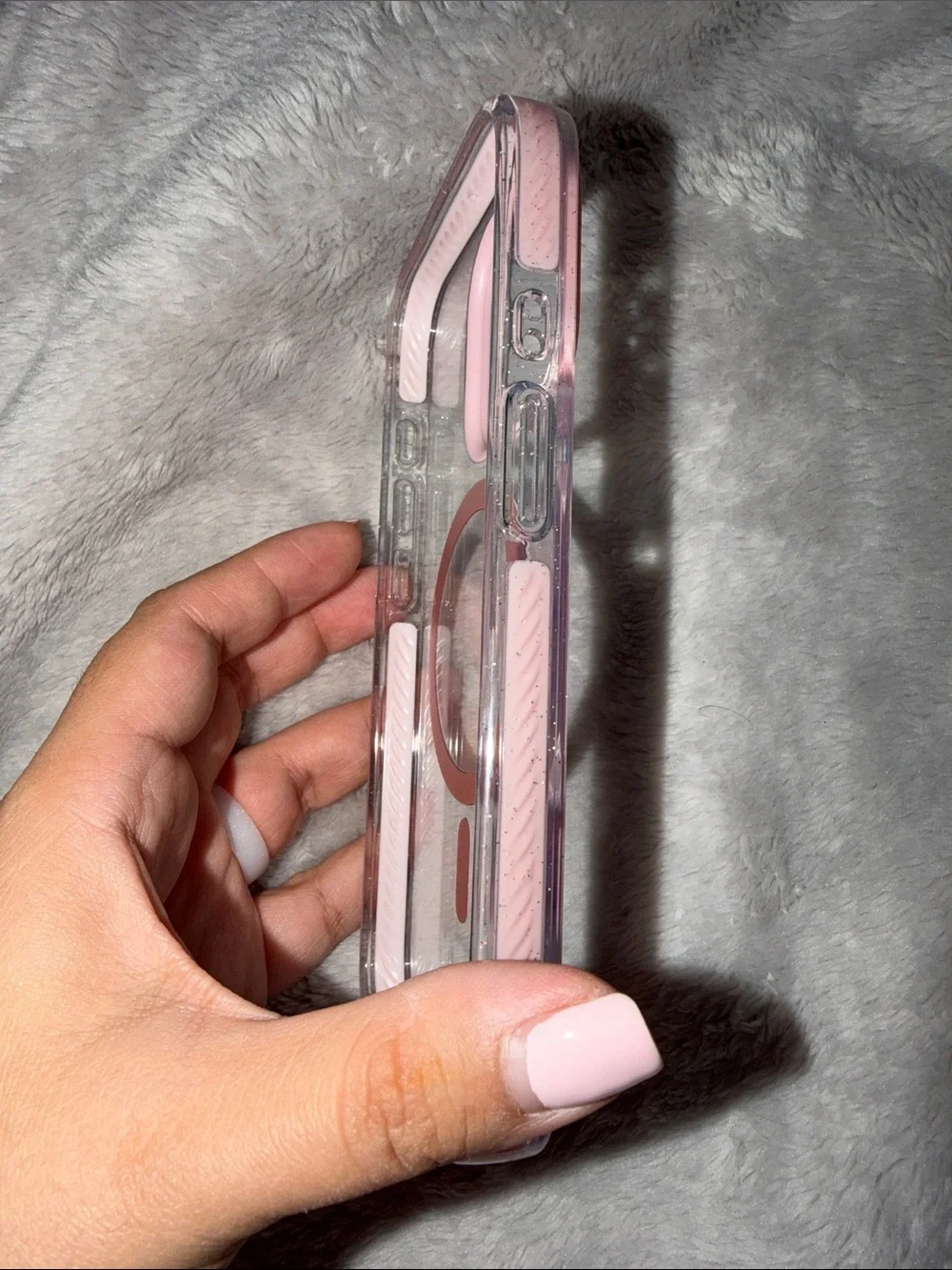 iPhone 15 Pro Case Clear Pink Magnetic Ring - Compatible Cell Phone Accessory